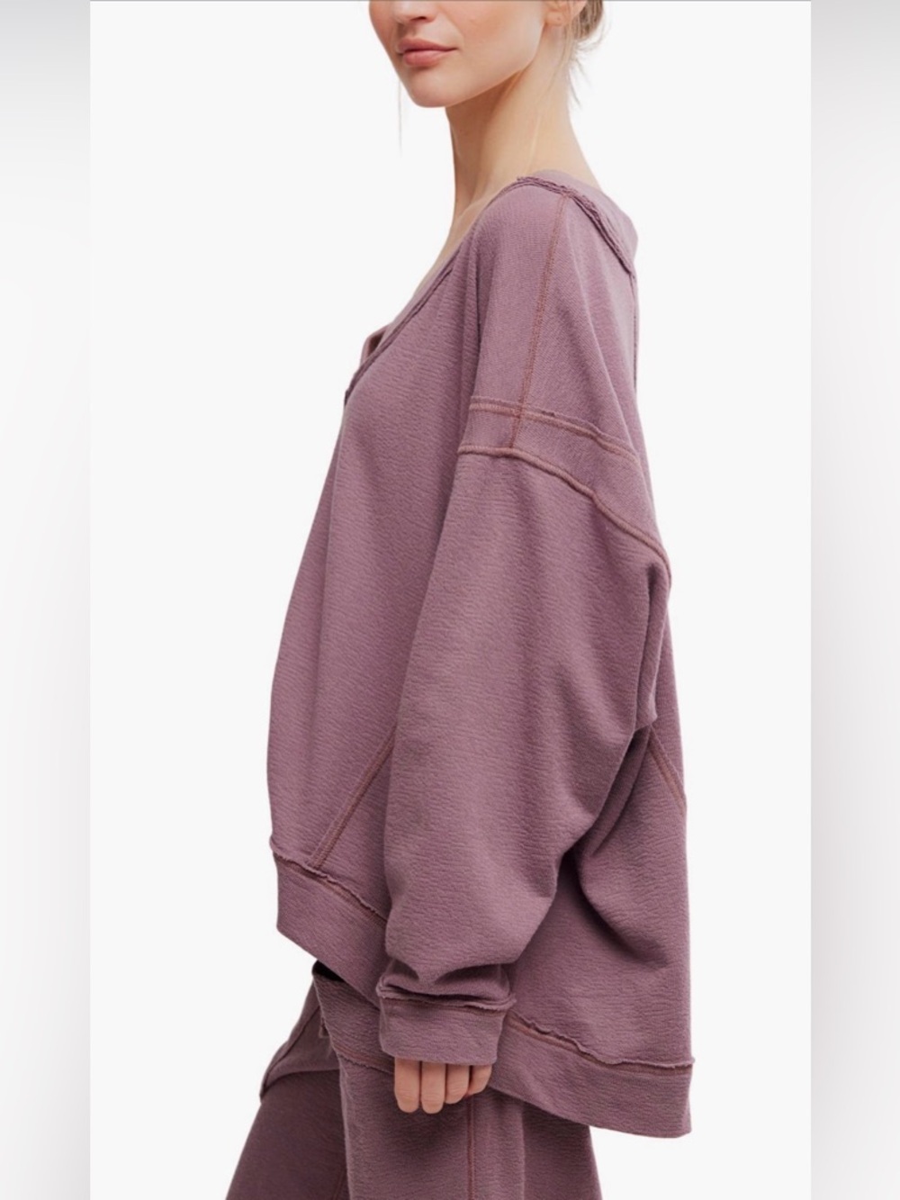 Staycation oversized Lounge Sweatshirt NWOT elderberry tea - Picture 3 of 5
